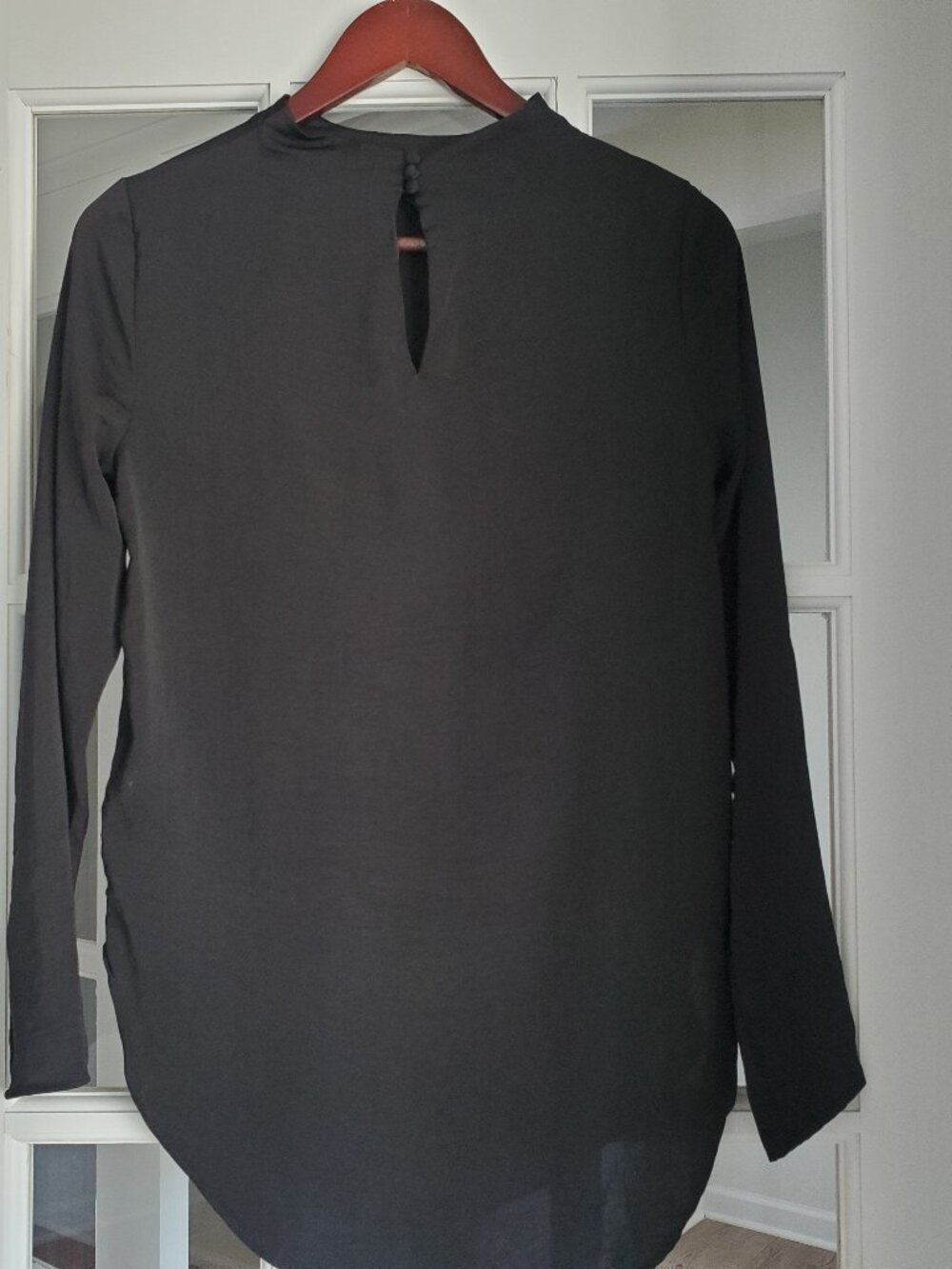 H&M Black Mock Neck Keyhole Long Sleeve Blouse
